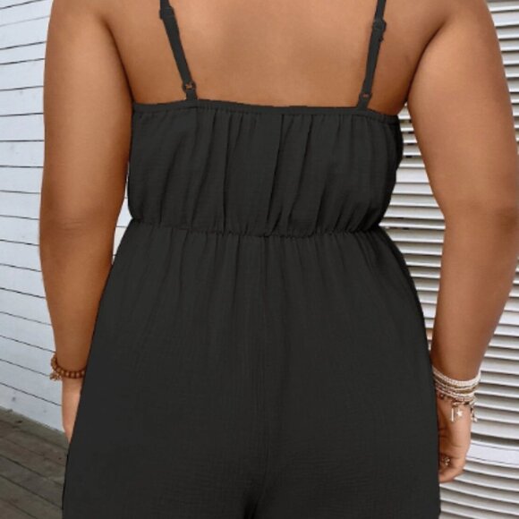 Tie Front Ruffle Hem Cami Romper - Picture 2 of 2